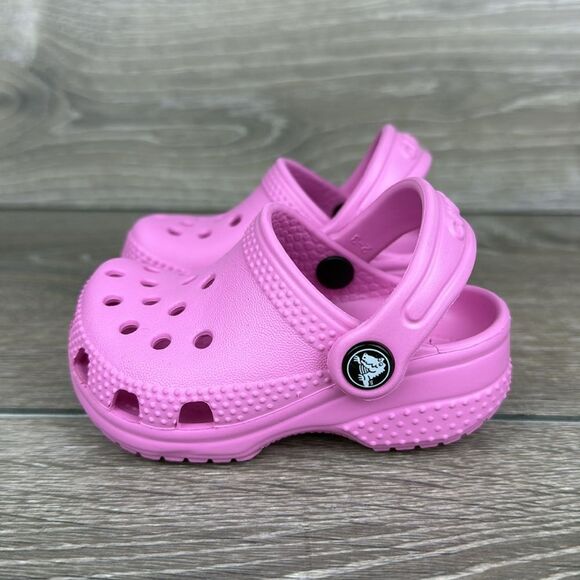 Crocs Classic Toddler Girl Sz 3 Pink Rubber Slip On Comfort Clogs Sandals - Picture 3 of 10